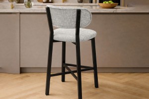 Luna Prime keten kumaş Krem metal bar sandalyesi