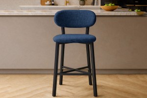 Luna Prime keten kumaş Lacivert metal bar sandalyesi