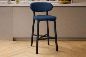 Luna Prime keten kumaş Lacivert metal bar sandalyesi