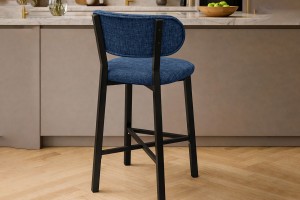 Luna Prime keten kumaş Lacivert metal bar sandalyesi