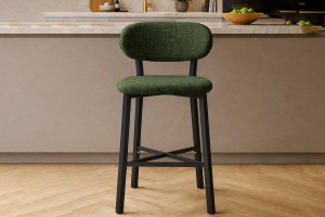 Luna Prime keten kumaş Yeşil metal bar sandalyesi