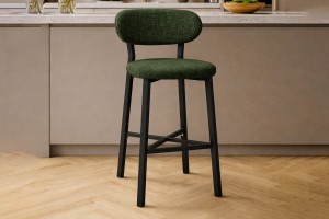Luna Prime keten kumaş Yeşil metal bar sandalyesi