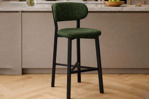 Luna Prime keten kumaş Yeşil metal bar sandalyesi