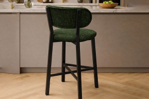 Luna Prime keten kumaş Yeşil metal bar sandalyesi