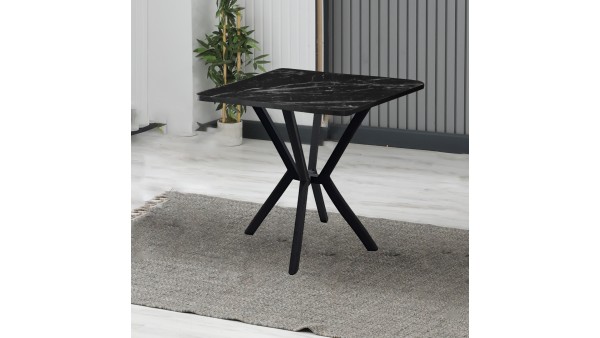 Elma Mutfak Masası Siyah Mermer Desen 70x70