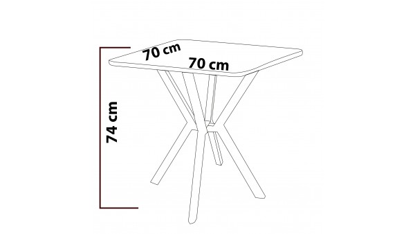 Elma Mutfak Masası Ceviz 70x70