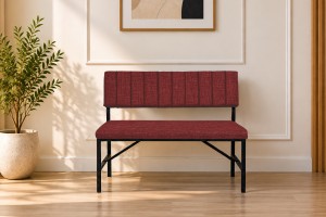 Melody Bordo kumaşlı metal bench oturma bankı