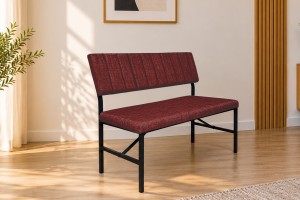 Melody Bordo kumaşlı metal bench oturma bankı