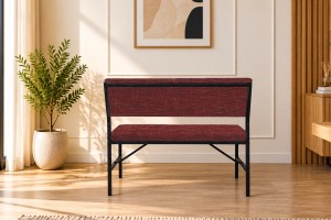 Melody Bordo kumaşlı metal bench oturma bankı