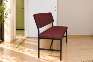 Melody Bordo kumaşlı metal bench oturma bankı