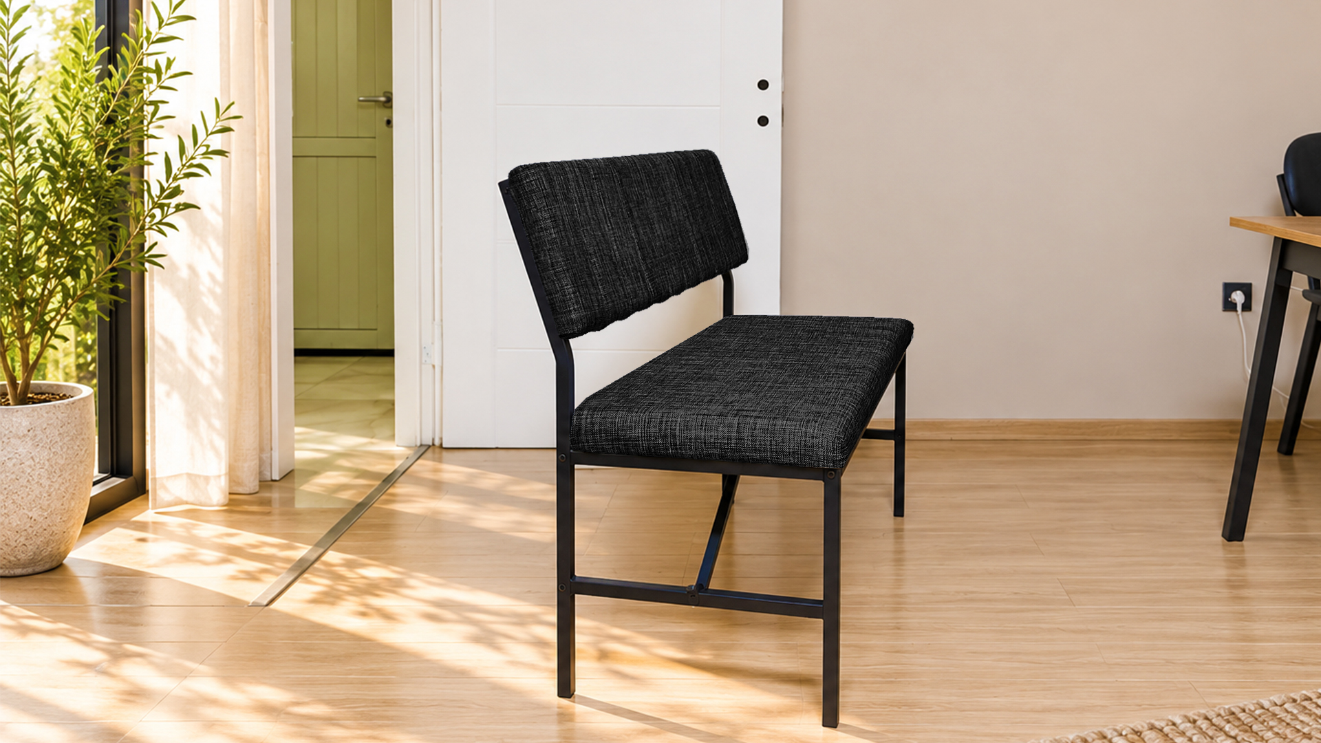 Melody Antrasit kumaşlı metal bench oturma bankı