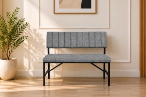 Melody Gri kumaşlı metal bench oturma bankı