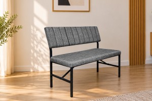 Melody Gri kumaşlı metal bench oturma bankı
