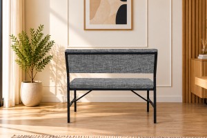 Melody Gri kumaşlı metal bench oturma bankı