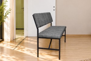 Melody Gri kumaşlı metal bench oturma bankı