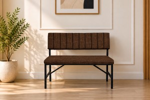 Melody Kahve kumaşlı metal bench oturma bankı