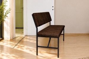 Melody Kahve kumaşlı metal bench oturma bankı