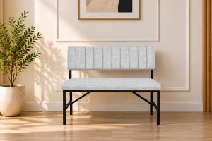 Melody Krem kumaşlı metal bench oturma bankı