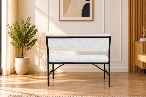 Melody Krem kumaşlı metal bench oturma bankı
