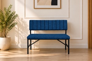 Melody Lacivert kumaşlı metal bench oturma bankı