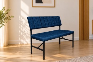 Melody Lacivert kumaşlı metal bench oturma bankı