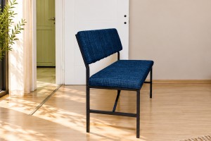 Melody Lacivert kumaşlı metal bench oturma bankı