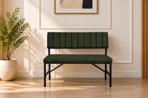 Melody Yeşil kumaşlı metal bench oturma bankı