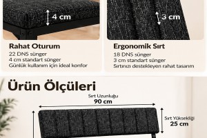 Melody Krem kumaşlı metal bench oturma bankı