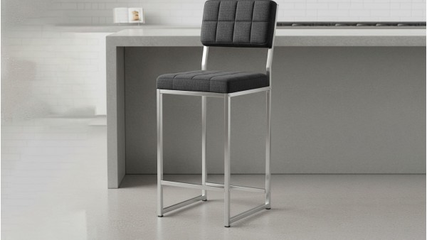 Retro Bar Sandalyesi Ada Mutfak Sandalyesi Bar Taburesi Mutfak Sandalyesi 66 cm Krom Kaplama - Füme