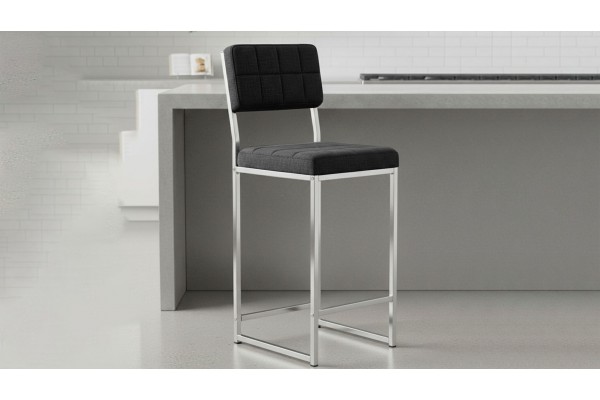 Retro Bar Sandalyesi Ada Mutfak Sandalyesi Bar Taburesi Mutfak Sandalyesi 66 cm Krom Kaplama - Füme