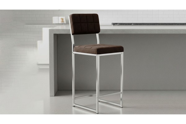 Retro Bar Sandalyesi Ada Mutfak Sandalyesi Bar Taburesi Mutfak Sandalyesi 66 cm Krom Kaplama - Kahve