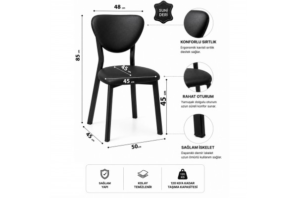 Elma Suni Deri Metal Sandalye 30x40 D Profil Cafe Restoran Lokanta Bahçe Mutfak Sandalyesi Füme Elma Suni Deri Metal Sandalye 30x40 D Profil Cafe Restoran Lokanta Bahçe Mutfak Sandalyesi Füme