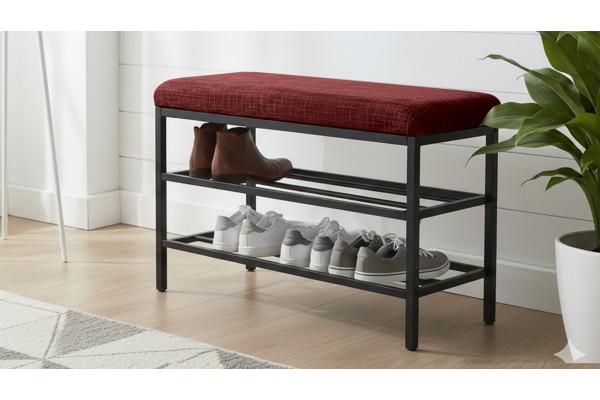 Lotus Oturaklı Metal Ayakkabılık Bench – 75 cm Keten Kumaşlı Ayakkabılık Bankı Bordo Lotus Oturaklı Metal Ayakkabılık Bench – 75 cm Keten Kumaşlı Ayakkabılık Bankı Bordo