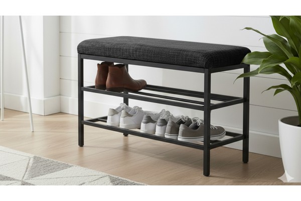 Lotus Oturaklı Metal Ayakkabılık Bench – 75 cm Keten Kumaşlı Ayakkabılık Bankı Antrasit Lotus Oturaklı Metal Ayakkabılık Bench – 75 cm Keten Kumaşlı Ayakkabılık Bankı Antrasit